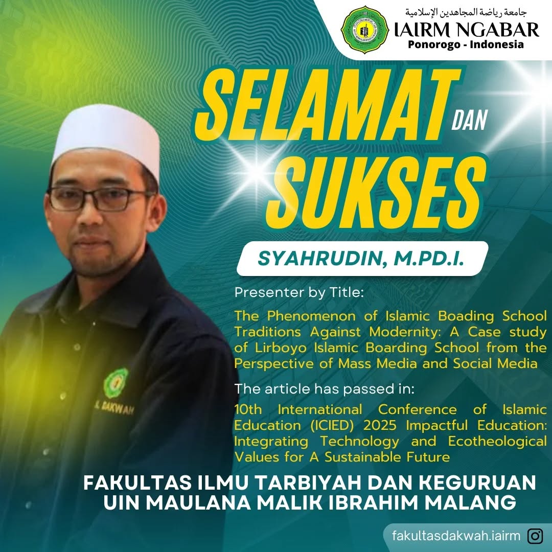 Dosen Dakwah IAIRM Ngabar Lolos Konferensi Internasional ICIED 2025, Angkat Dinamika Pesantren di Era Media Digital Dosen Dakwah IAIRM Ngabar Lolos Konferensi Internasional ICIED 2025, Angkat Dinamika Pesantren di Era Media Digital